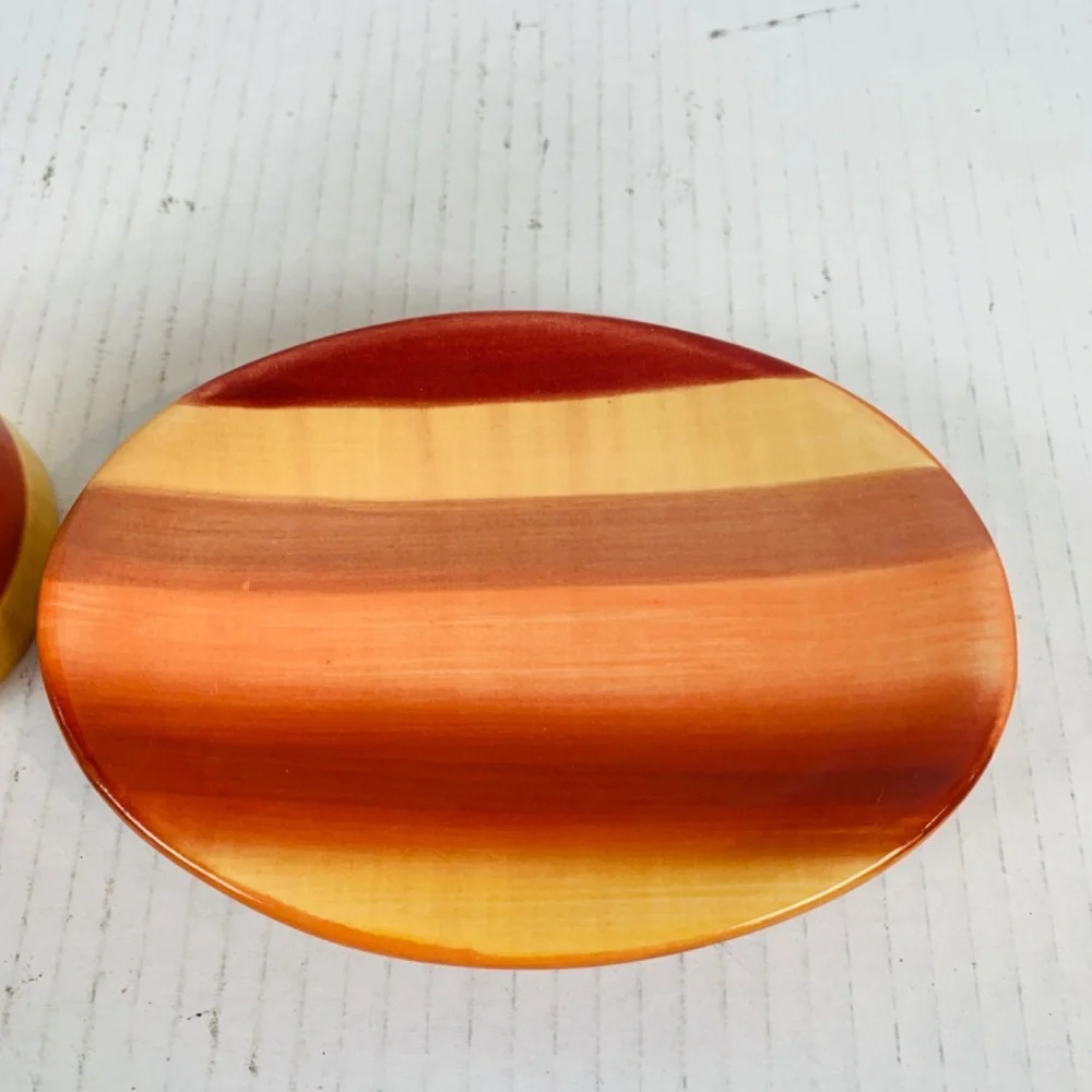 Wamsutta Horizons Hand Painted Bath Accessories Ceramic Soap Dish & Tumbler